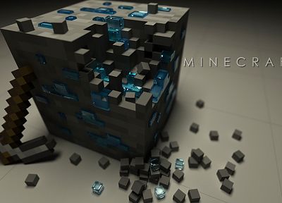 video games, Minecraft, diamonds, pickaxes - random desktop wallpaper