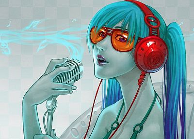 headphones, Vocaloid, Hatsune Miku - duplicate desktop wallpaper