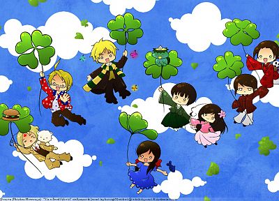 clouds, England, China, chibi, Canada, USA, Hong Kong, Taiwan, anime, Axis Powers Hetalia, Seychelles - random desktop wallpaper