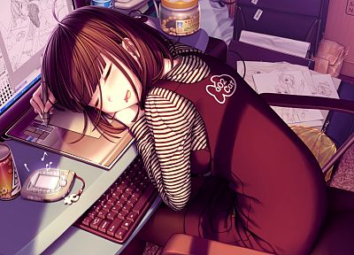 recursive, sleeping, Sayori Neko Works, anime girls, Oekaki Musume - related desktop wallpaper