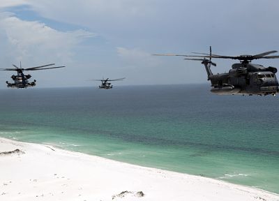 ocean, military, helicopters, pave low, vehicles, MH-53 Pave Low, beaches - related desktop wallpaper
