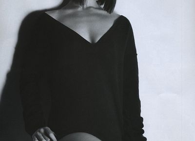 women, actress, Gemma Arterton, monochrome - random desktop wallpaper