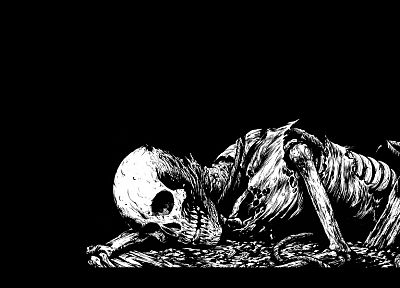 black and white, skeletons, corpse - desktop wallpaper