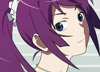 Bakemonogatari, purple hair, Senjougahara Hitagi, Monogatari series - random desktop wallpaper