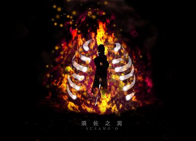 flames, silhouettes, Uchiha Sasuke, Naruto: Shippuden, Akatsuki, susanoo - random desktop wallpaper