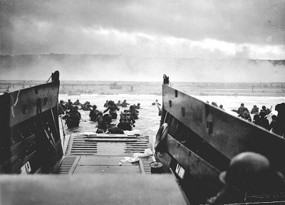 Normandy, France, grayscale, US Army, World War II, D-Day, historic, disembarking - related desktop wallpaper