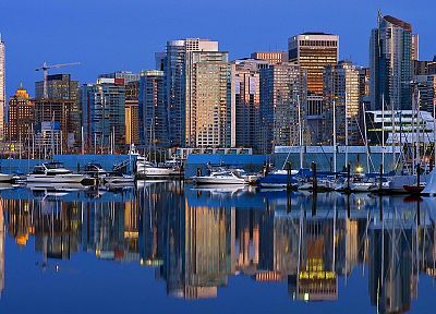 skylines, downtown, Vancouver, British Columbia, harbours - desktop wallpaper