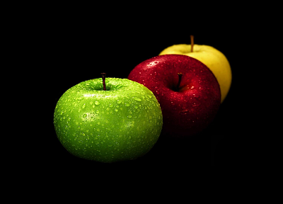 fruits, food, apples, black background - related desktop wallpaper
