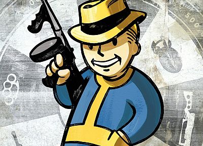 Fallout, tommy gun, drawn - random desktop wallpaper