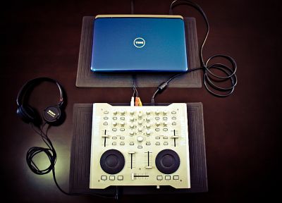 headphones, computers, music, Dell, DJ, notebook - random desktop wallpaper