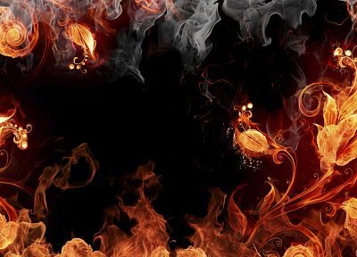 abstract, fire, black background - random desktop wallpaper