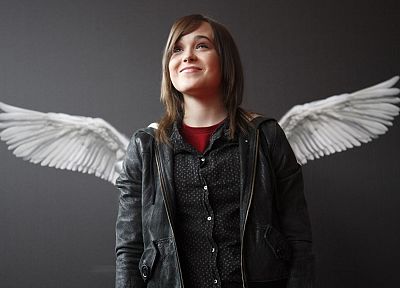 women, wings, Ellen Page, actress, angel wings - desktop wallpaper