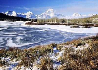 winter, Wyoming, Grand Teton National Park, rivers, National Park - random desktop wallpaper