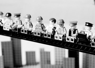 grayscale, skyscrapers, monochrome, Legos - duplicate desktop wallpaper