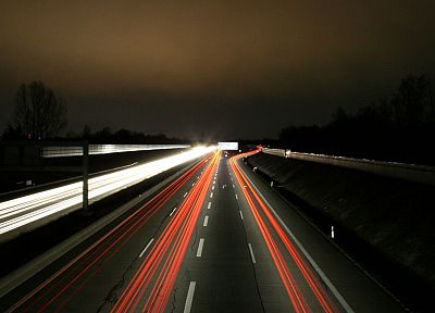 night, traffic, highways, roads, long exposure - desktop wallpaper