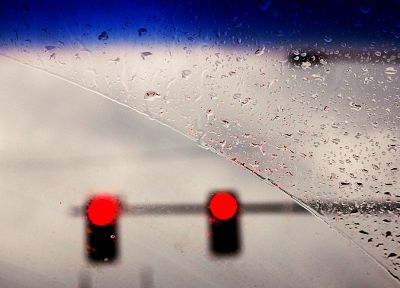 rain, traffic lights, artwork, water drops, rain on glass - duplicate desktop wallpaper