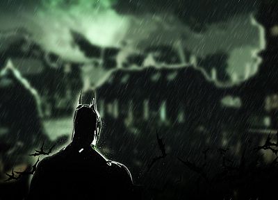 Batman, rain, Batman Arkham Asylum - random desktop wallpaper