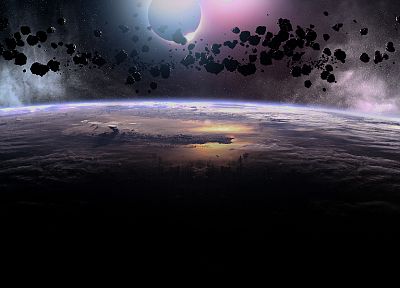 outer space, planets, asteroids - desktop wallpaper