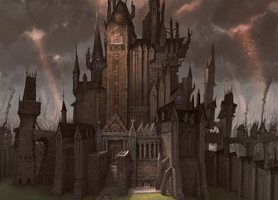 castles, paint, artwork - random desktop wallpaper
