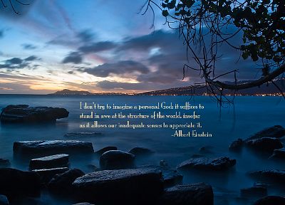 sunset, quotes, Earth, Albert Einstein - random desktop wallpaper