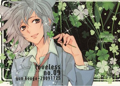 suit, Loveless, anime, anime boys, Ritsuka Aoyagi, four leaf clover, Clovers - random desktop wallpaper