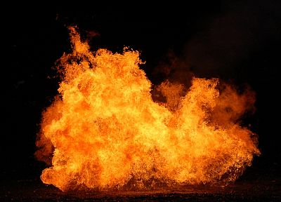 flames, explosions, fire, black background - desktop wallpaper