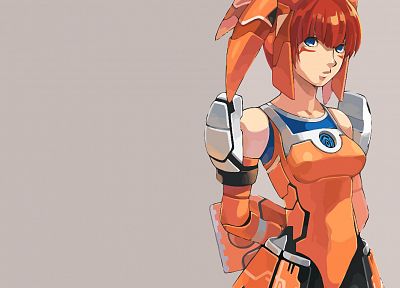 Sega Entertainment, robots, blue eyes, Dreamcast, robot girl, Phantasy Star Online, orange hair, anime girls, Phantasy Star - random desktop wallpaper
