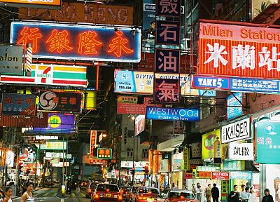 streets, signs, Hong Kong, HK - duplicate desktop wallpaper