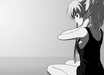 Darker Than Black, Yin, monochrome, white hair, anime girls - desktop wallpaper