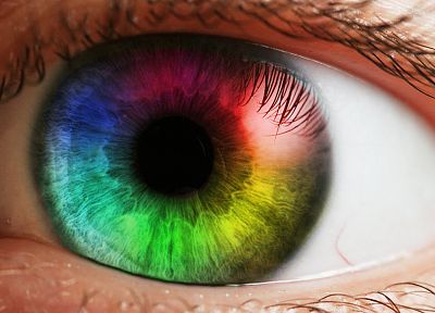 close-up, eyes, rainbows, macro, photo manipulation - desktop wallpaper
