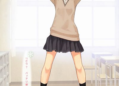 brunettes, school uniforms, skirts, Amagami SS, Tanamachi Kaoru, anime girls, knee socks, Takayama Kisai - related desktop wallpaper