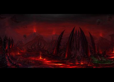 video games, StarCraft, lava, alien landscapes - duplicate desktop wallpaper