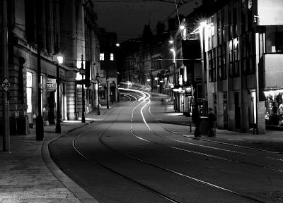 streets, England, buildings, grayscale - related desktop wallpaper