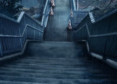 rain, stairways - random desktop wallpaper