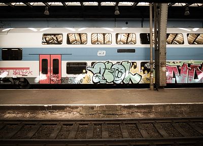 trains, graffiti, train stations, vehicles - desktop wallpaper