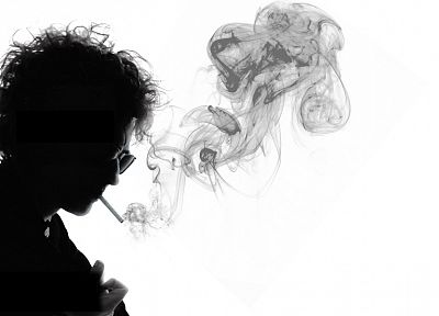 smoking, Bob Dylan, grayscale, musicians - desktop wallpaper