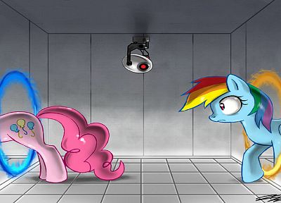 Portal, My Little Pony, Rainbow Dash, Pinkie Pie - random desktop wallpaper