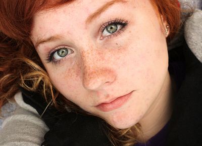 women, redheads, freckles, portraits - random desktop wallpaper