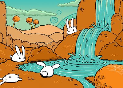 bunnies, rabbits, waterfalls - random desktop wallpaper