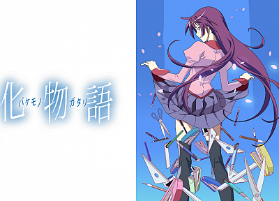 Bakemonogatari, Senjougahara Hitagi, anime girls, Monogatari series - desktop wallpaper