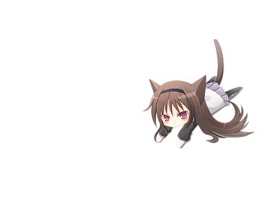 school uniforms, nekomimi, animal ears, cat ears, Mahou Shoujo Madoka Magica, anime, Akemi Homura, cat tail, simple background, anime girls - related desktop wallpaper