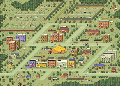 towns, Earthbound, graveyards, pixel art - duplicate desktop wallpaper