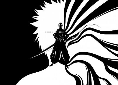 black and white, Bleach, Kurosaki Ichigo, Hell, Heaven, Hollow Ichigo - desktop wallpaper