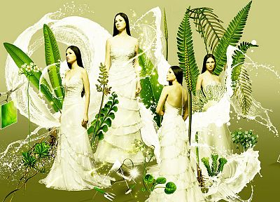 abstract, plants, gardening, montage, wedding dresses, black hair - desktop wallpaper