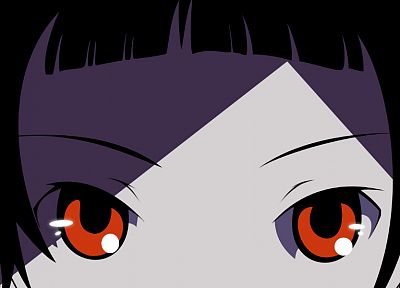 Sayonara Zetsubou Sensei, shadows, red eyes, short hair, anime girls, faces, pale skin, bangs, black hair, Tsunetsuki Matoi - random desktop wallpaper