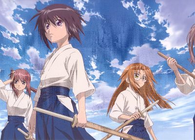 Bamboo Blade, anime girls, Kuwahara Sayako, Kawazoe Tamaki, Chiba Kirino, Azuma Satori, Miyazaki Miyako - random desktop wallpaper
