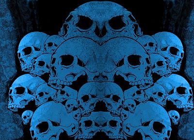 skulls, blue - random desktop wallpaper