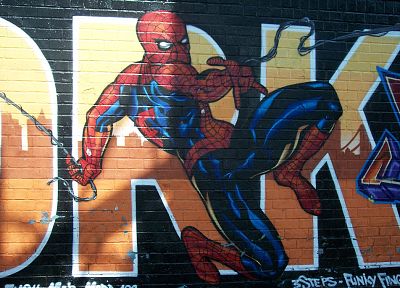 Spider-Man, graffiti, Marvel Comics - duplicate desktop wallpaper
