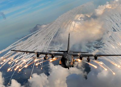 American, AC-130 Spooky/Spectre, water drops - desktop wallpaper