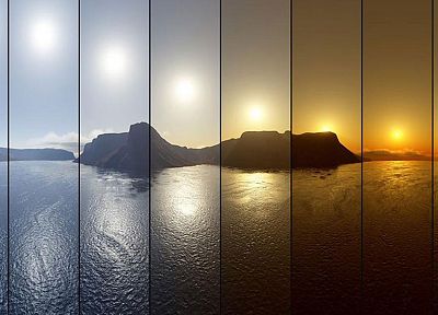 sunset, ocean, panoramic - random desktop wallpaper